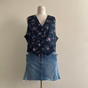 Vintage navy blue floral waistcoat